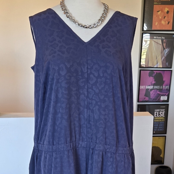 🏷️ATHLETA Brooklyn Textured Jumpsuit Jacquard Leopard Medieval Violet Size 20 - Picture 6 of 14